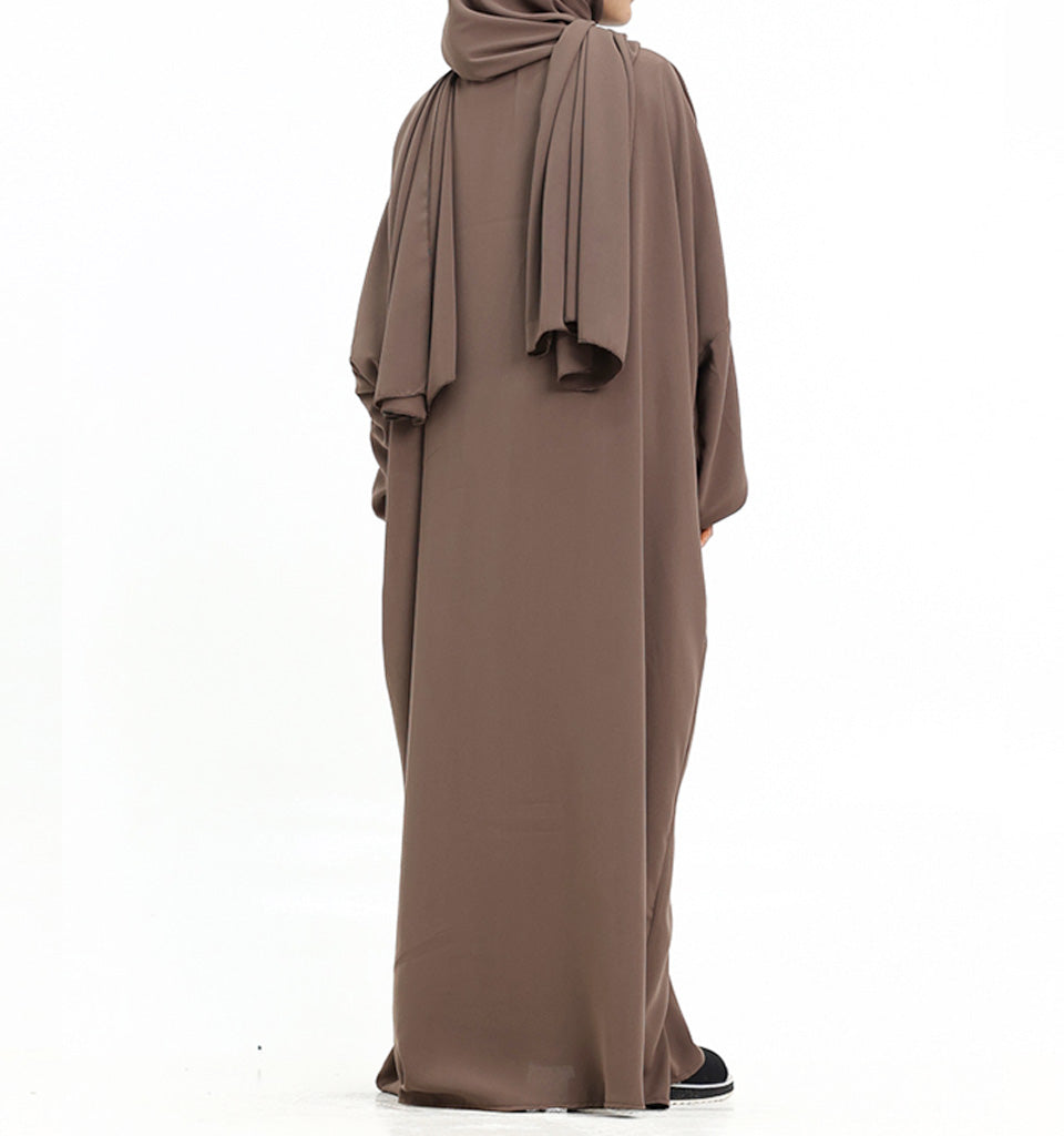 Mocha Instant Hijab Girls Abaya