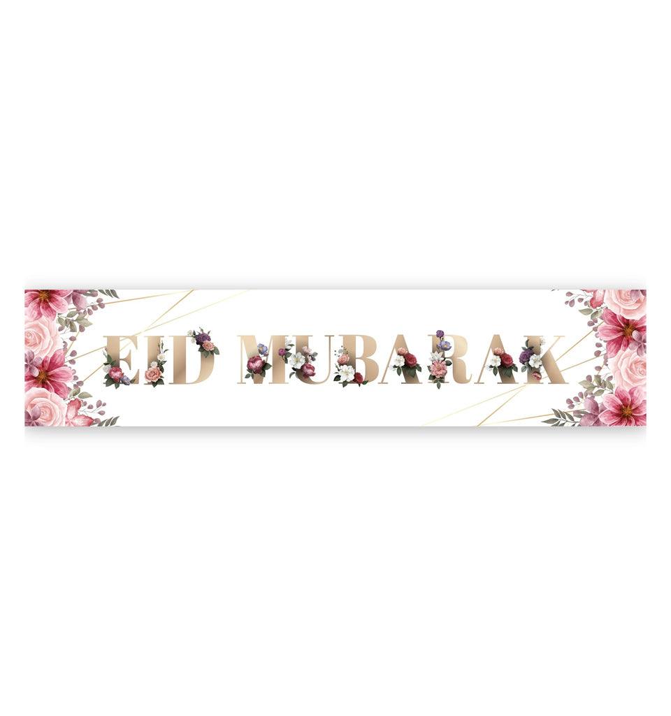 Eid Mubarak Banner - Pink Floral - Islamic Pixels
