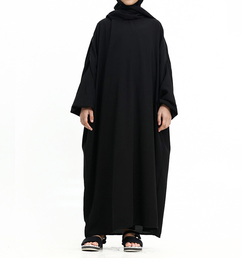 Black Instant Hijab Girls Abaya