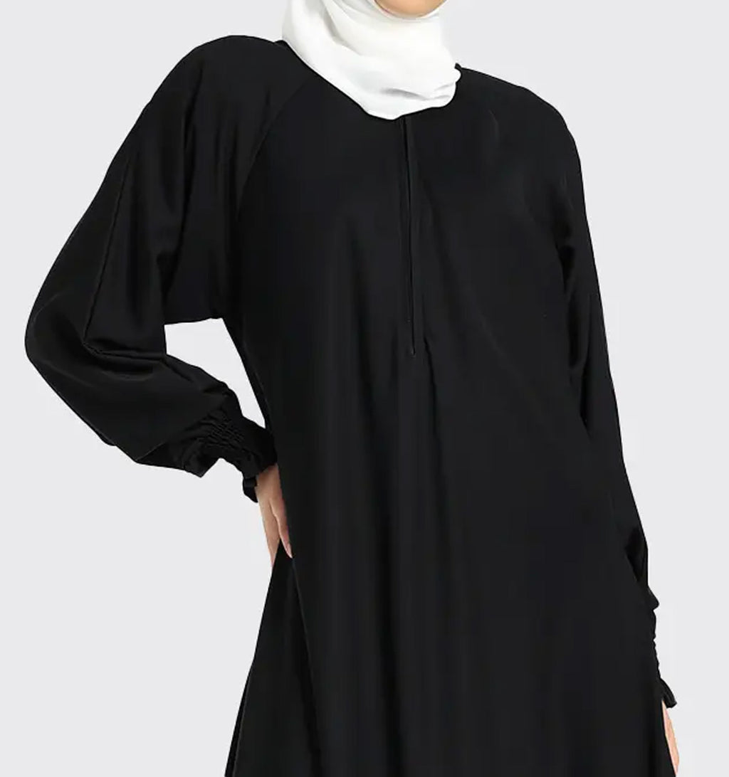 Black Mid Zip Umbrella Abaya