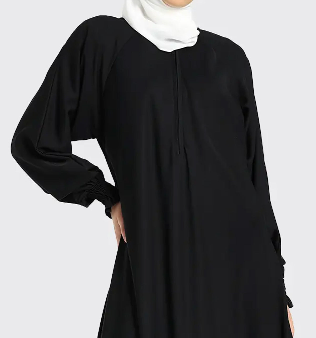 Black Mid Zip Umbrella Abaya