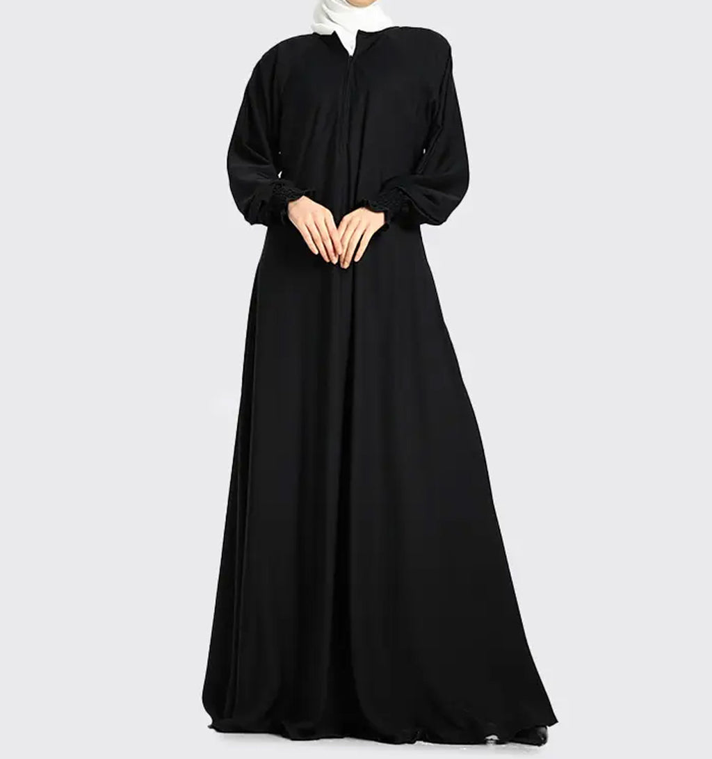 Black Mid Zip Umbrella Abaya