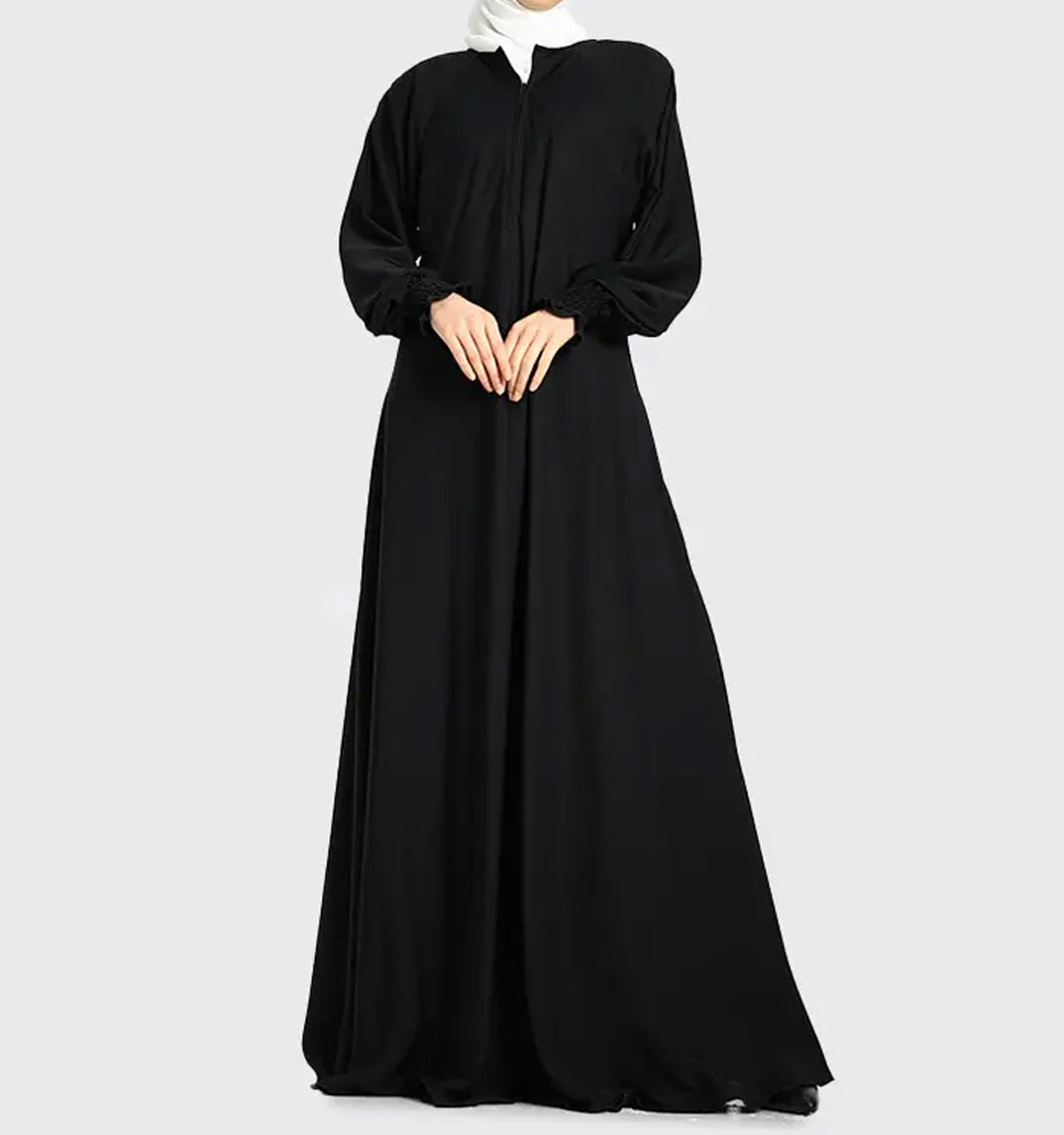 Black Mid Zip Umbrella Abaya