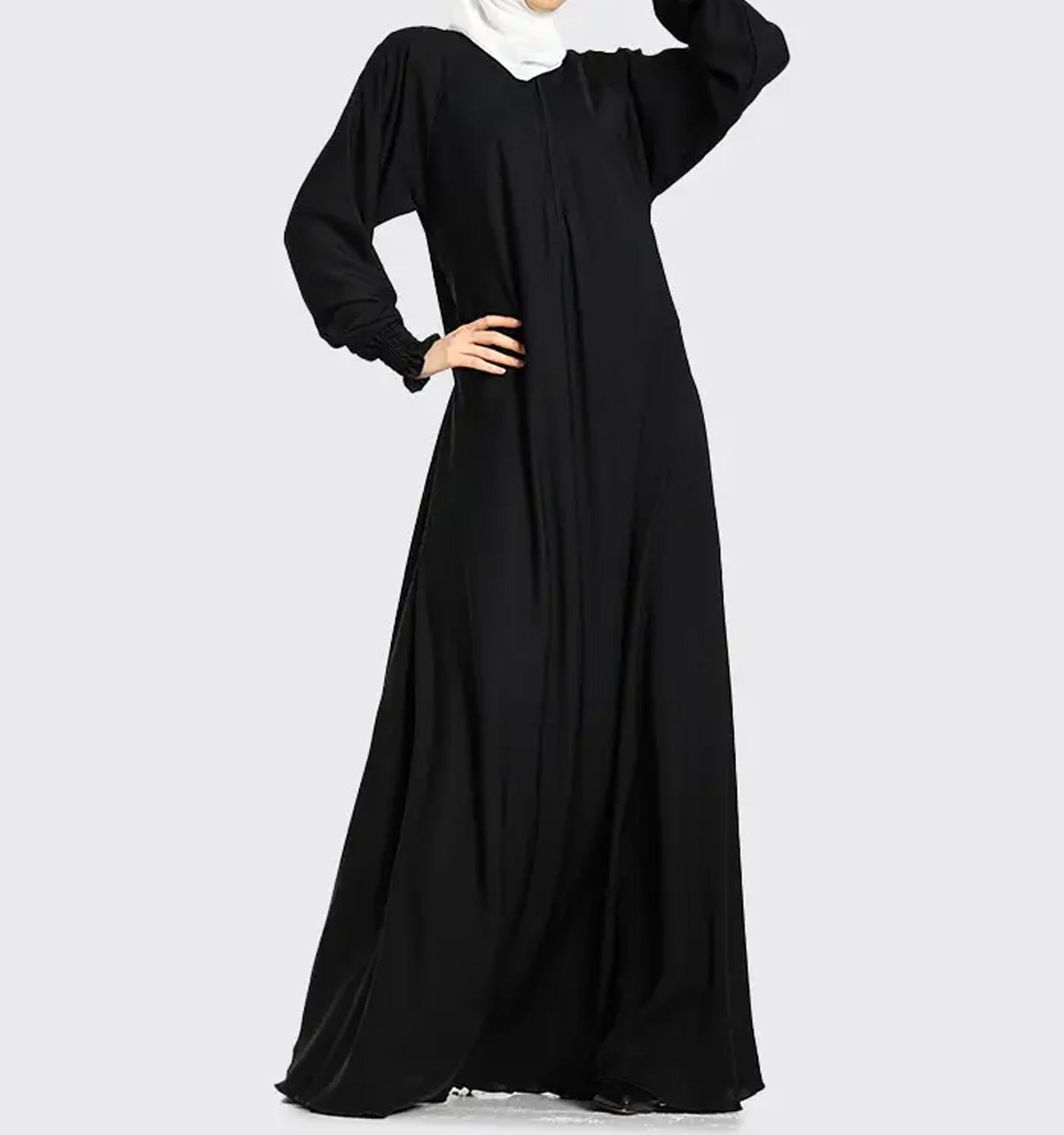 Black Mid Zip Umbrella Abaya