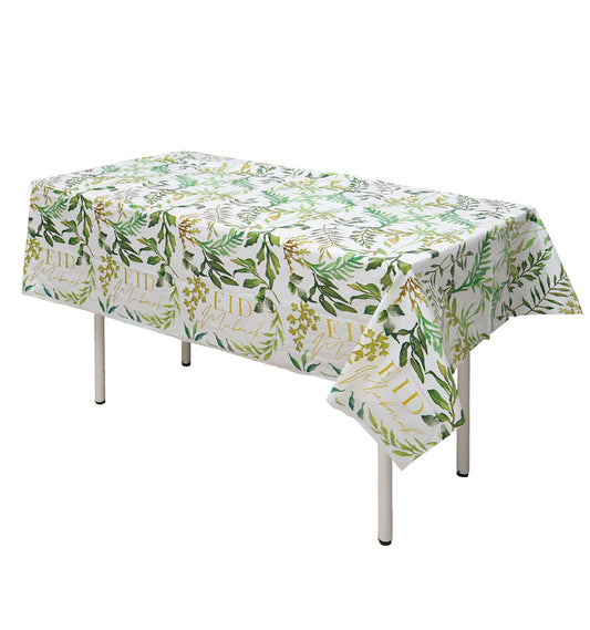 Eid Mubarak Disposable Tablecloth - Green & Gold