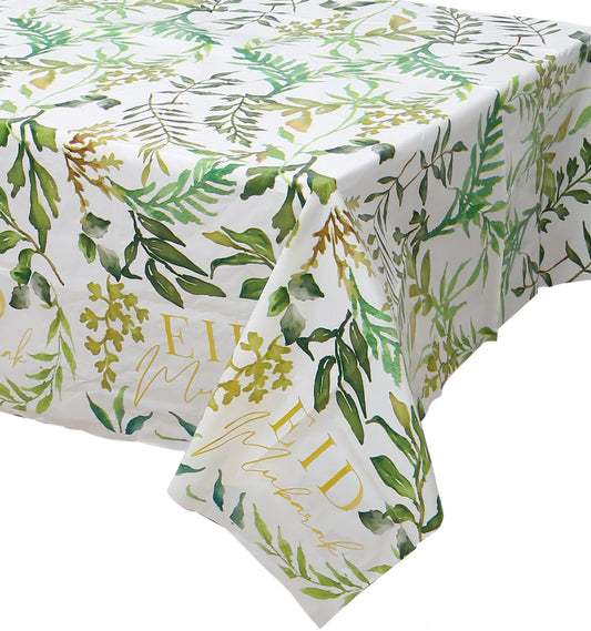 Eid Mubarak Disposable Tablecloth - Green & Gold