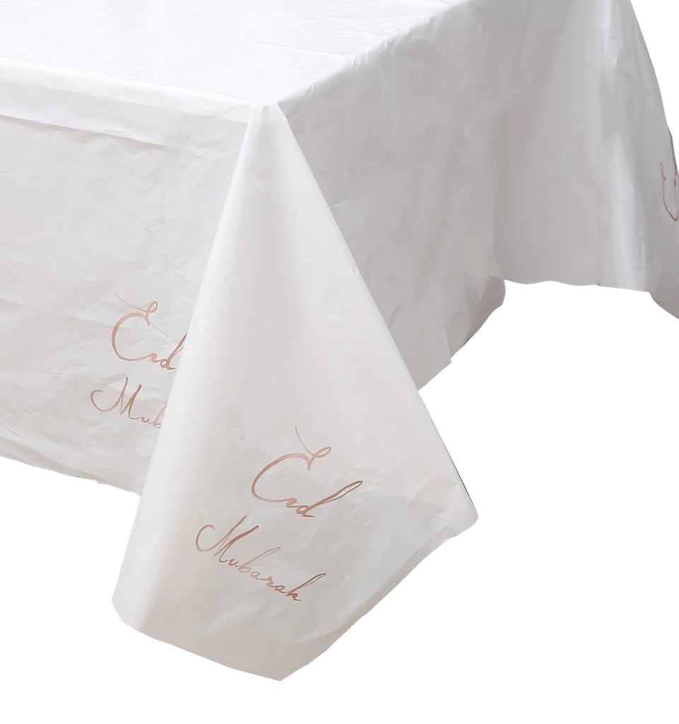 Eid Mubarak Disposable Tablecloth - Rose Gold Foiled