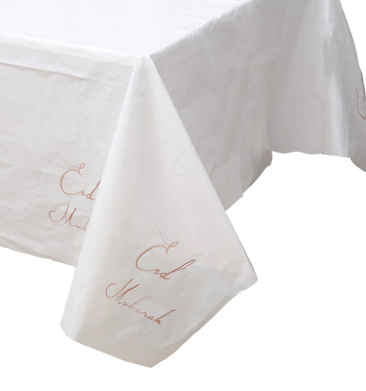 Eid Mubarak Disposable Tablecloth - Rose Gold Foiled