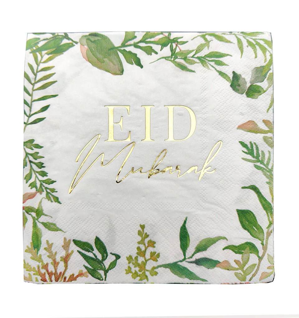 Eid Mubarak Napkins - Green & Gold Foiled