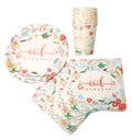 Eid Mubarak Plate, Cup and Napkin Set - Vintage Floral Design