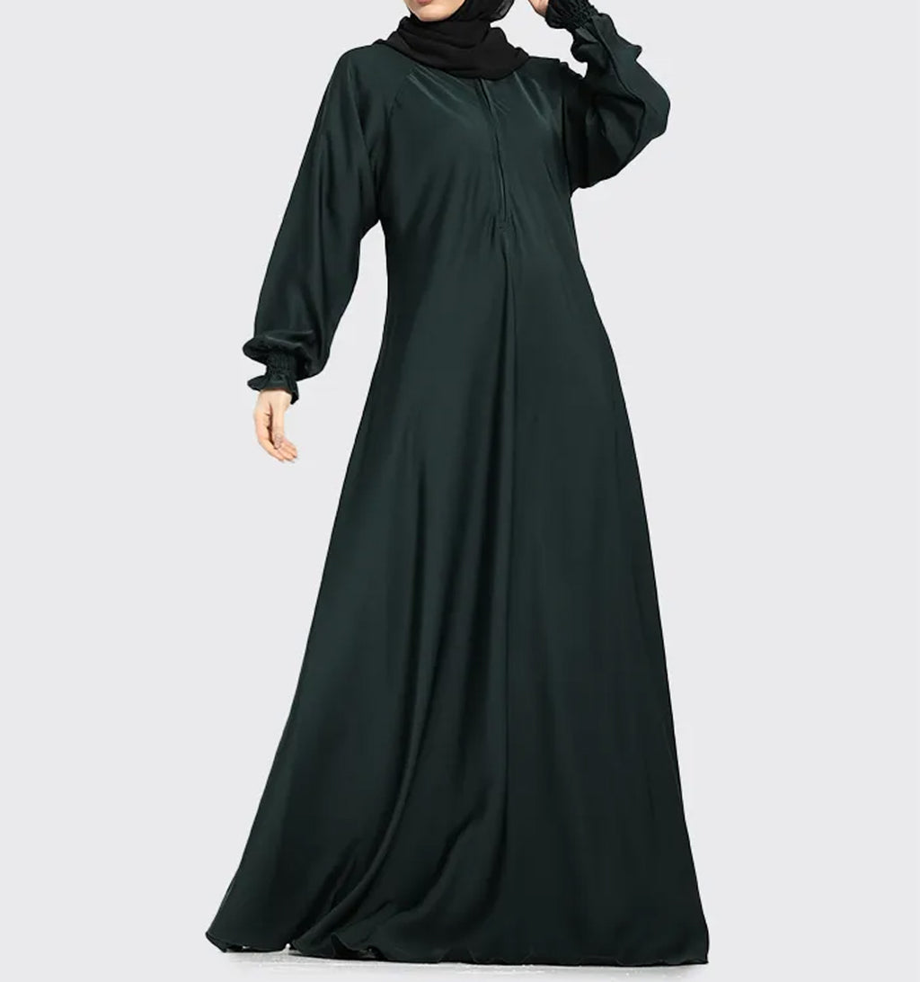 Green Mid Zip Umbrella Abaya