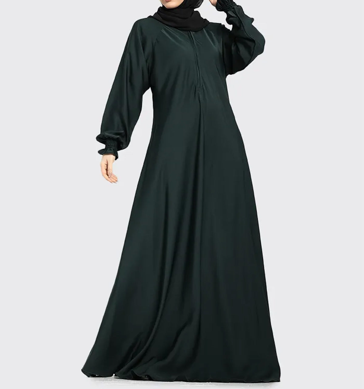 Green Mid Zip Umbrella Abaya