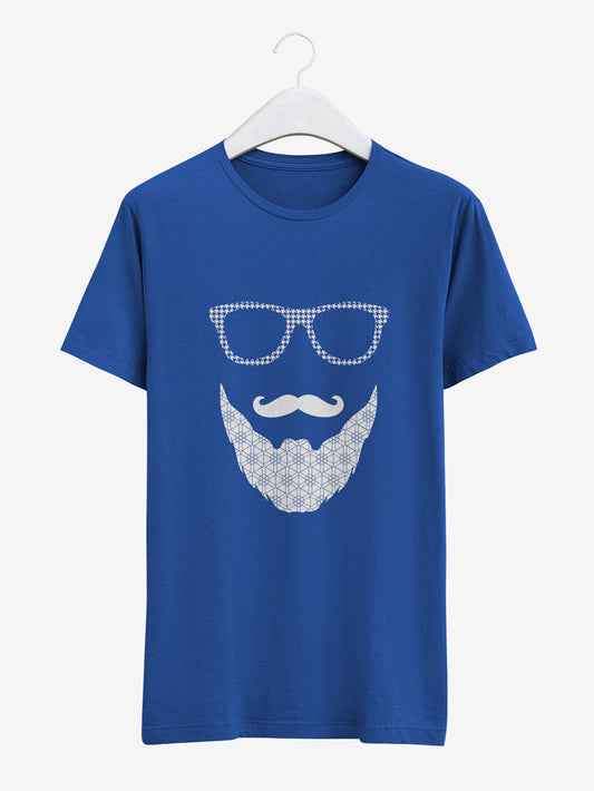 Beard & Moustache T-shirt - Royal Blue