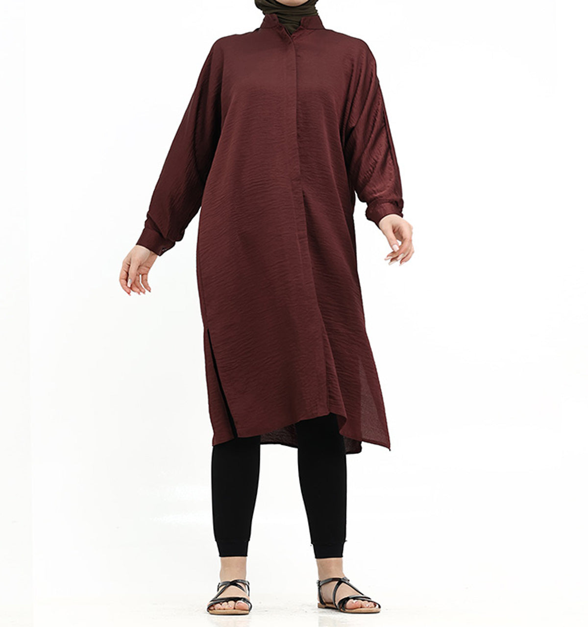 Maroon Baggy Lisbon Midi Shirt