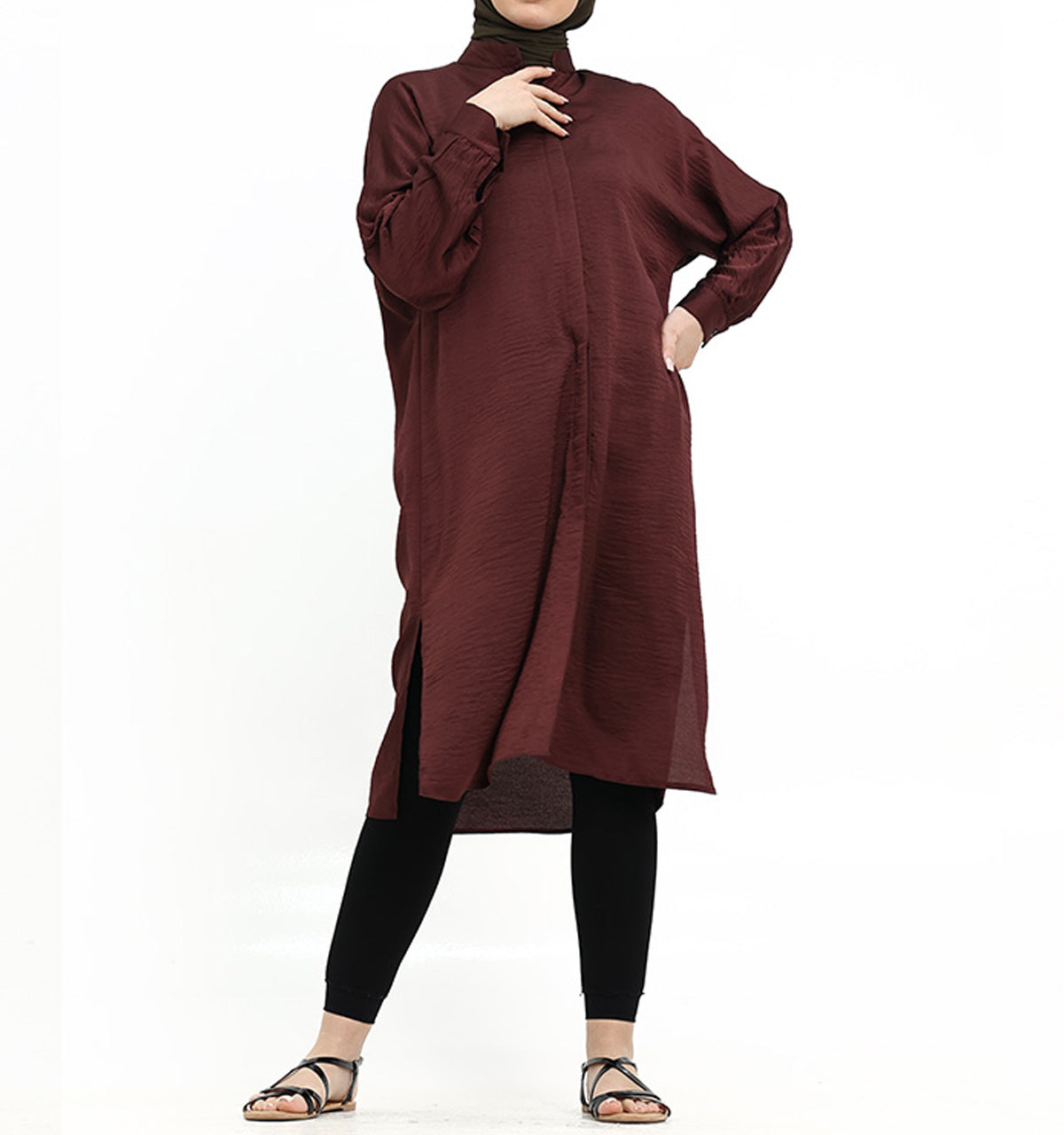 Maroon Baggy Lisbon Midi Shirt