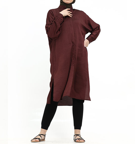 Maroon Baggy Lisbon Midi Shirt