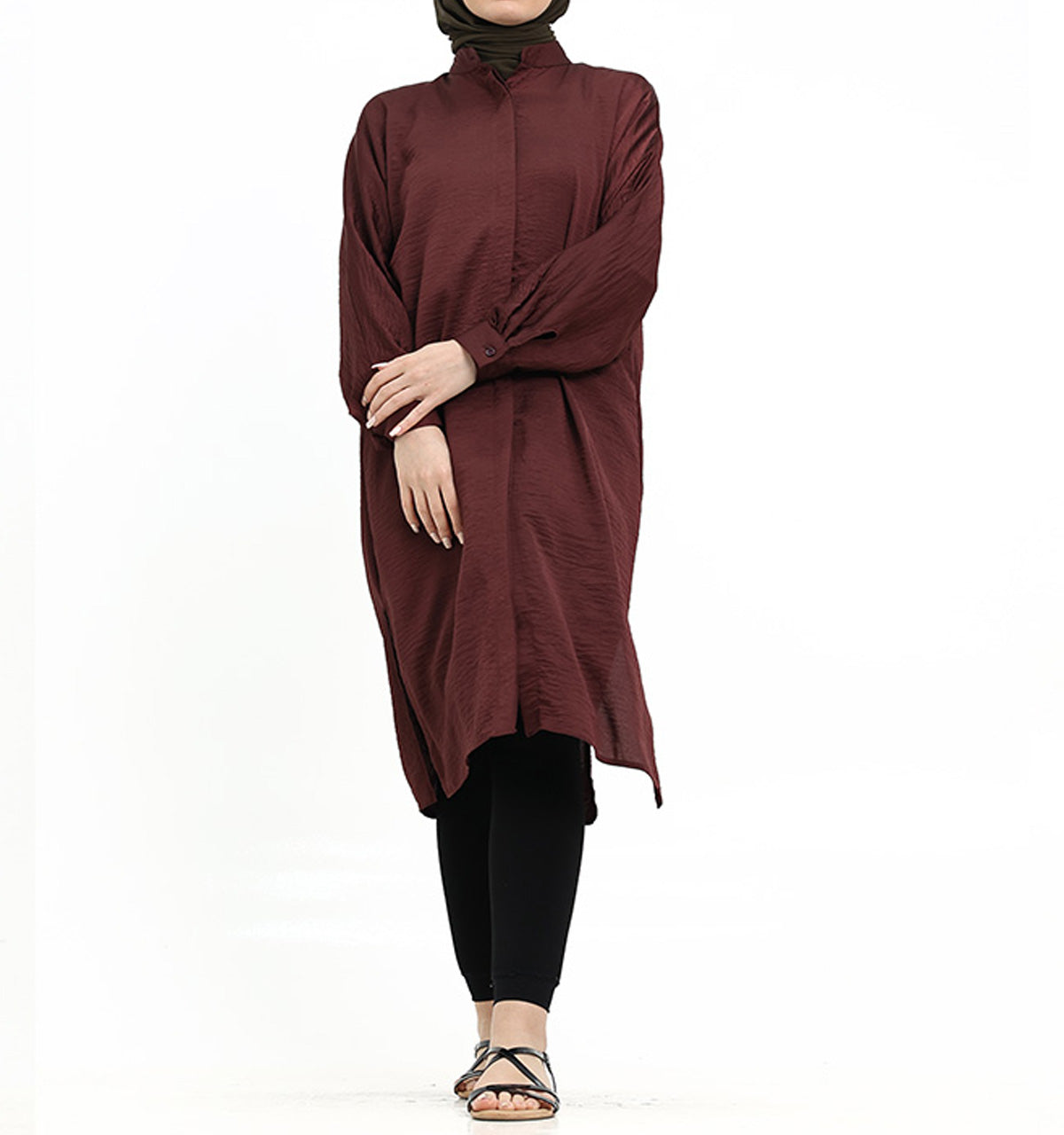 Maroon Baggy Lisbon Midi Shirt