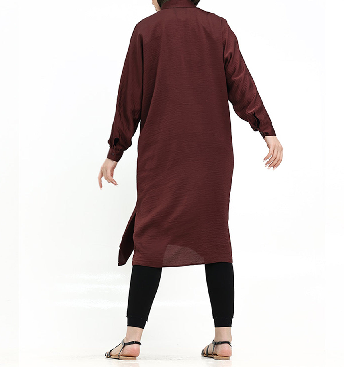 Maroon Baggy Lisbon Midi Shirt