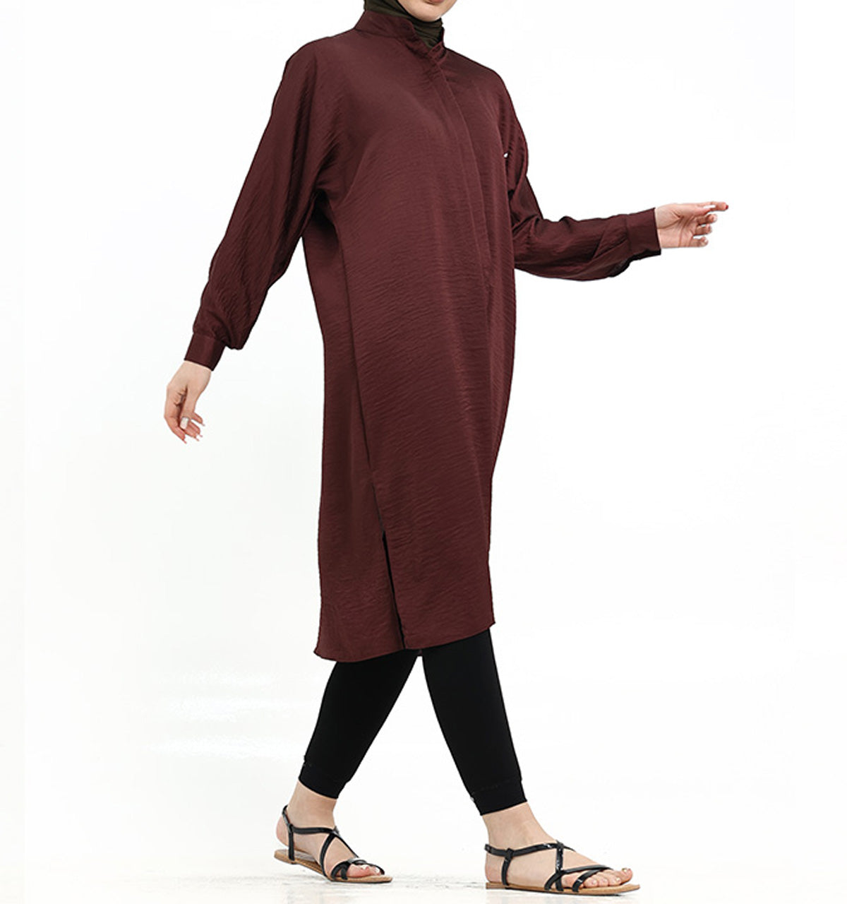 Maroon Baggy Lisbon Midi Shirt