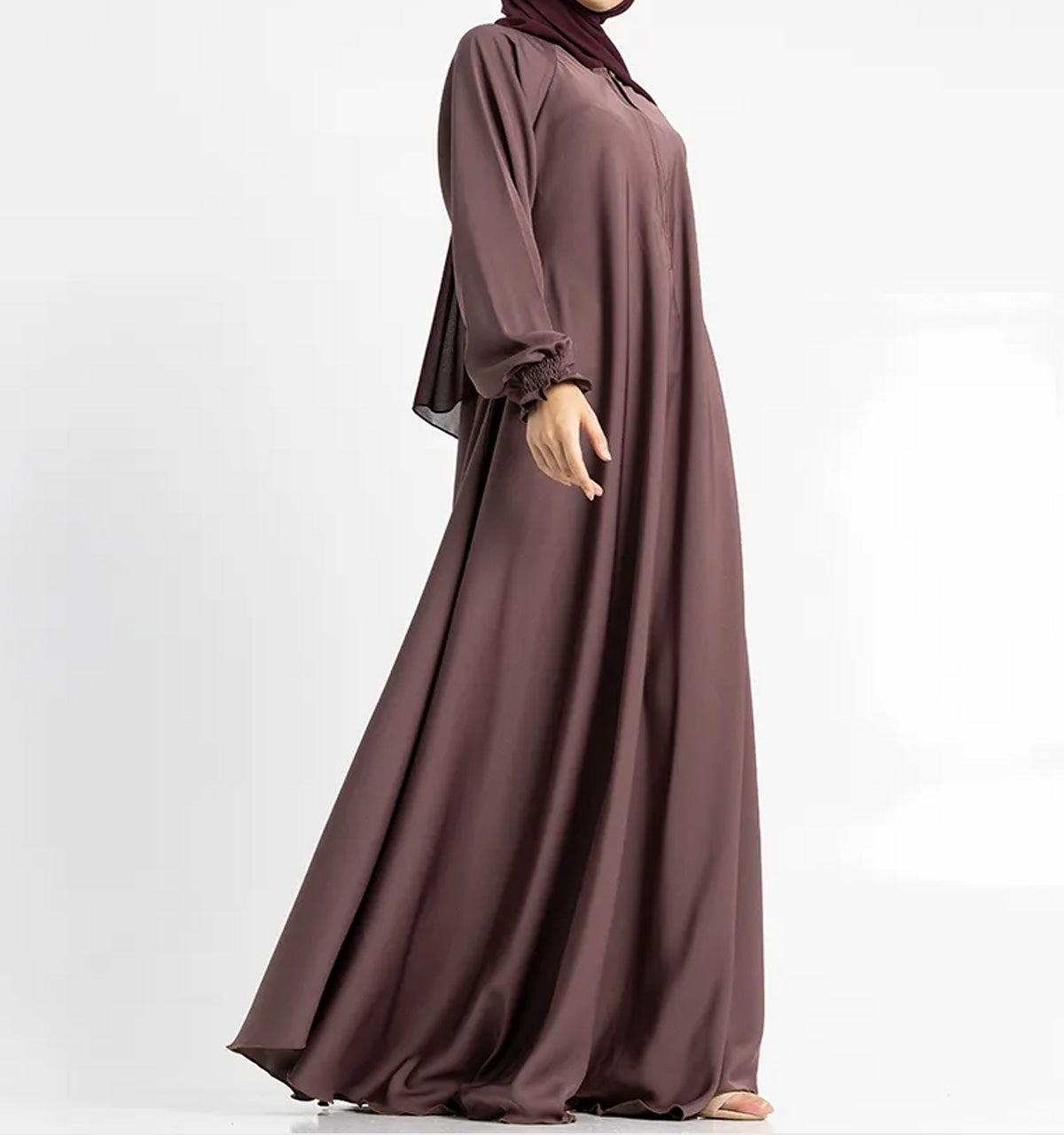 Mauve Mid Zip Umbrella Abaya
