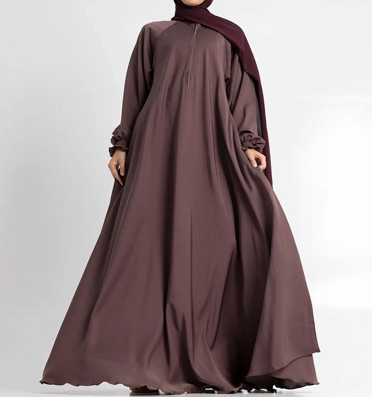 Mauve Mid Zip Umbrella Abaya