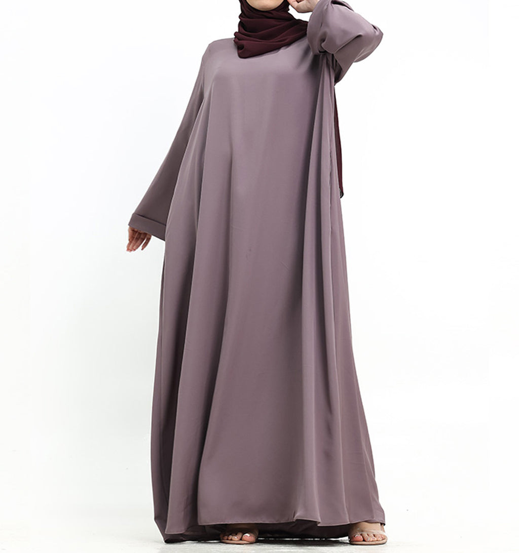 Mauve Cuff Plain Abaya