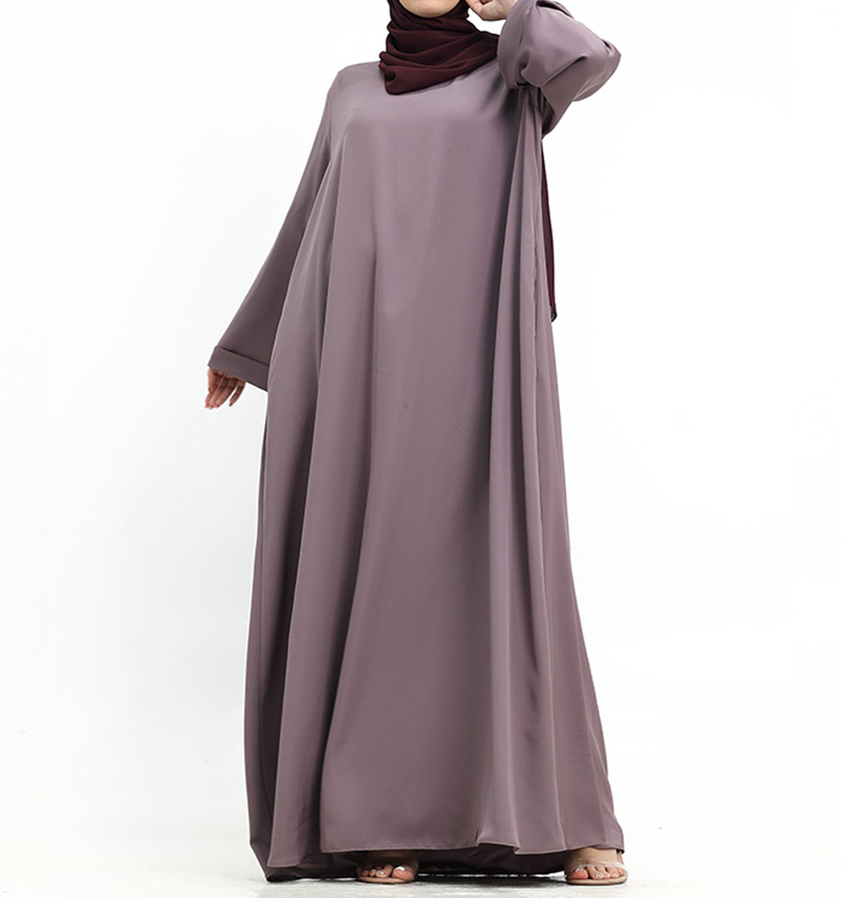 Mauve Cuff Plain Abaya
