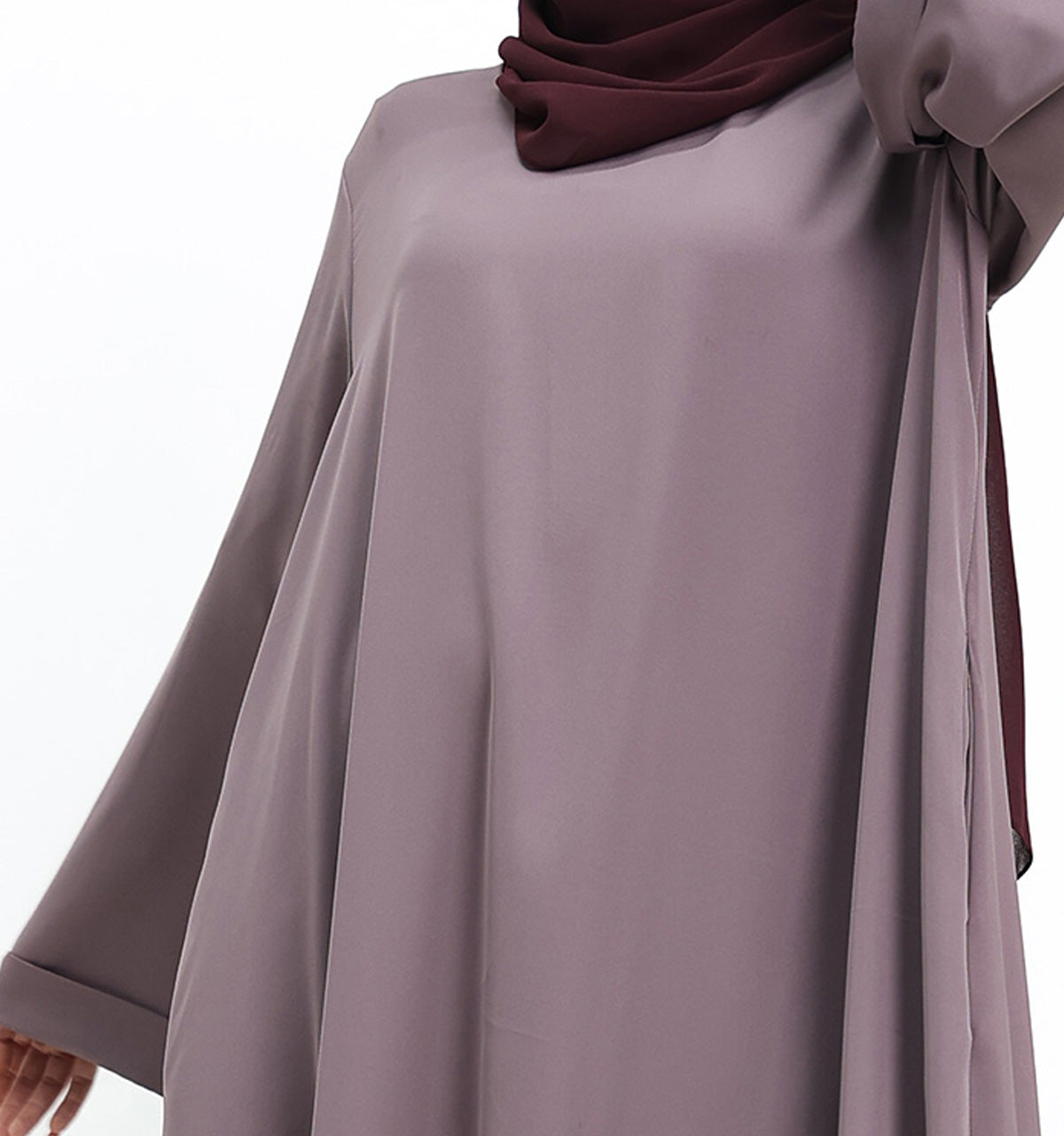 Mauve Cuff Plain Abaya