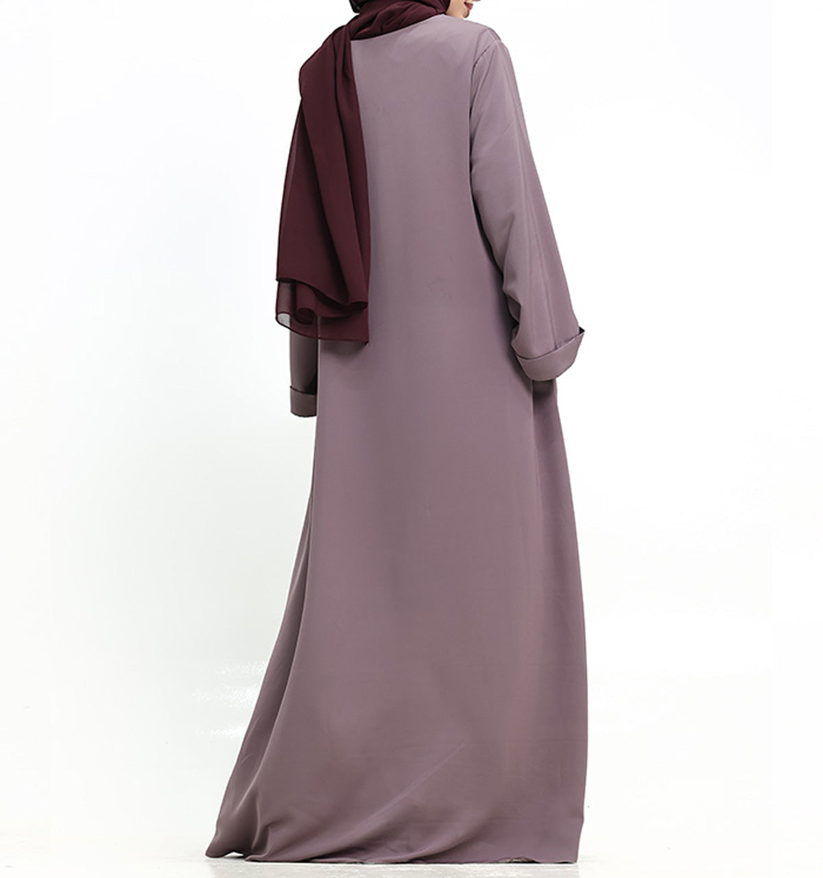 Mauve Cuff Plain Abaya