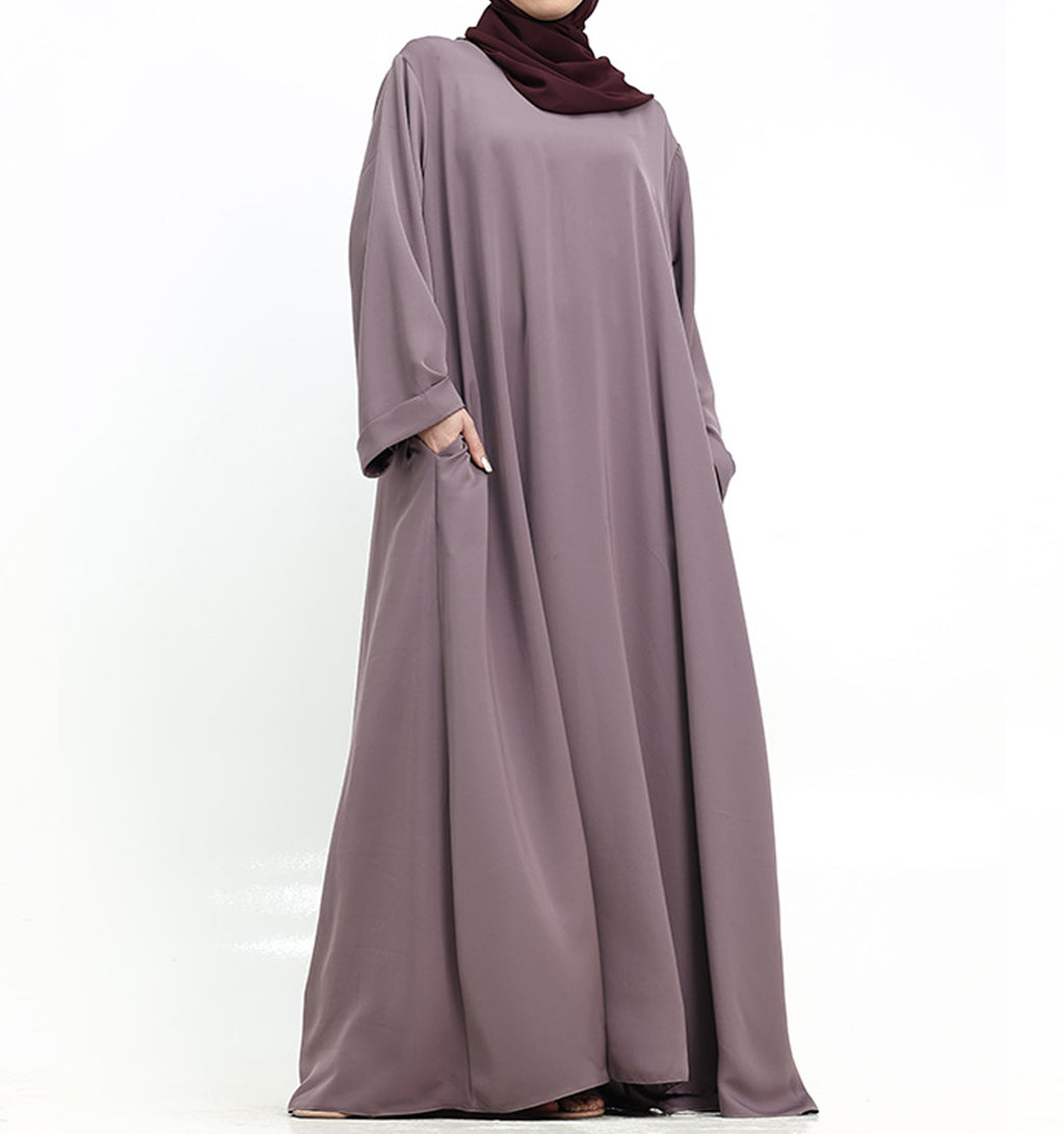 Mauve Cuff Plain Abaya