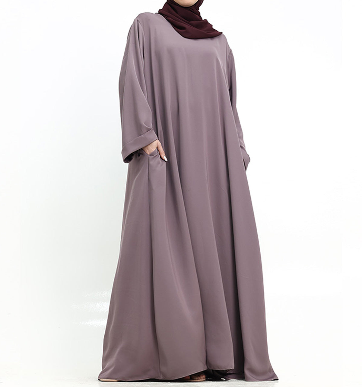 Mauve Cuff Plain Abaya