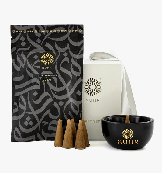 Oud Incense Cones and Black Ceramic Burner Gift Set - Dubai