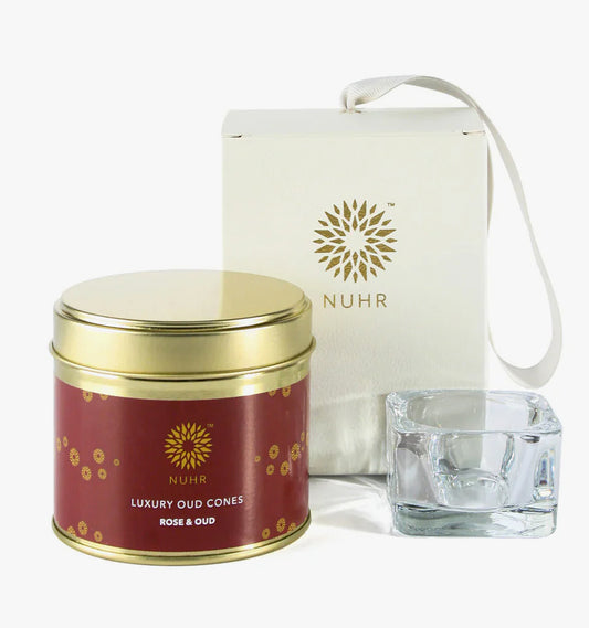 Oud Incense Cones and Cone Burner Holder - Rose and Oud