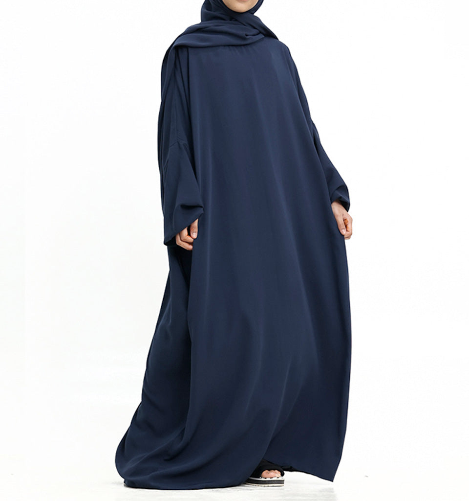 Navy Instant Hijab Girls Abaya