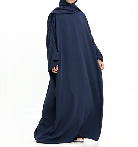 Navy Instant Hijab Girls Abaya