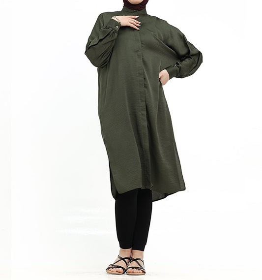 Olive Baggy Lisbon Midi Shirt