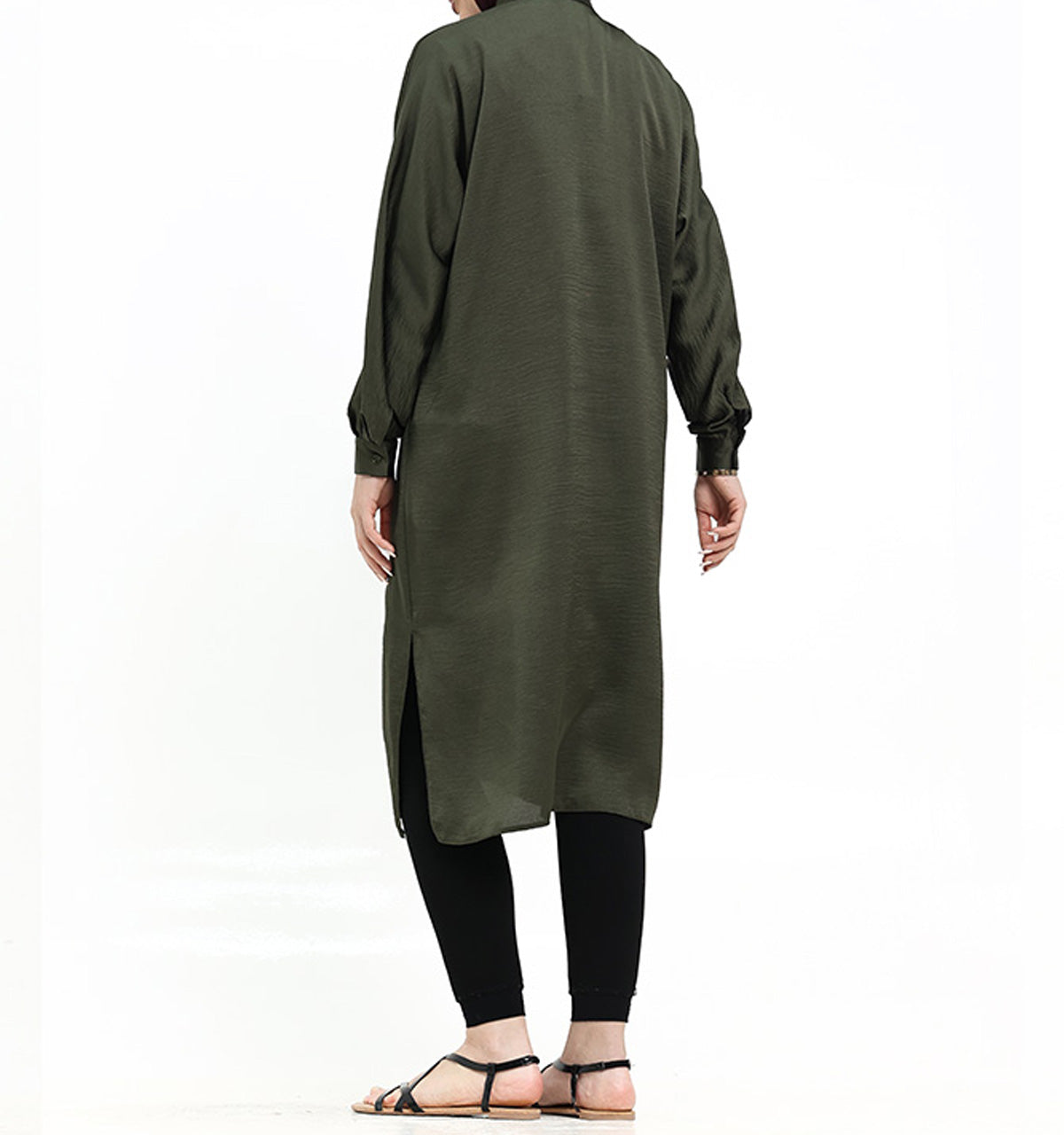 Olive Baggy Lisbon Midi Shirt