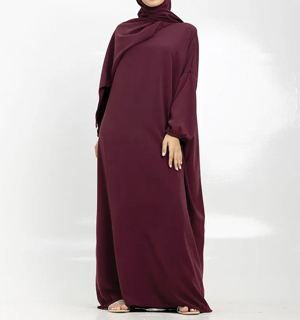 Plum Instant Hijab Abaya