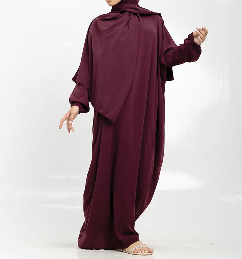 Plum Instant Hijab Abaya