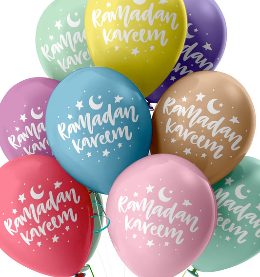 Ramadan Kareem Balloons - Moon & Star Pastel Colours