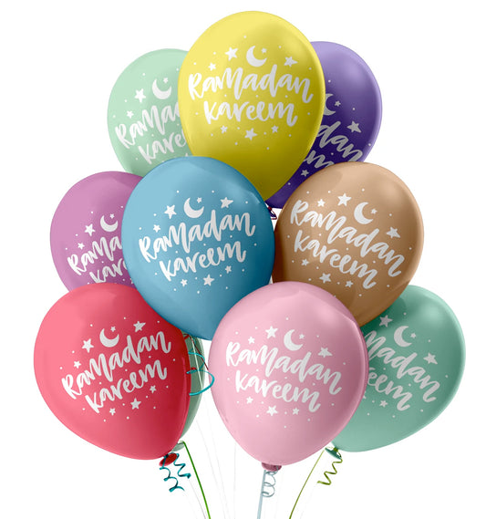 Ramadan Kareem Balloons - Moon & Star Pastel Colours