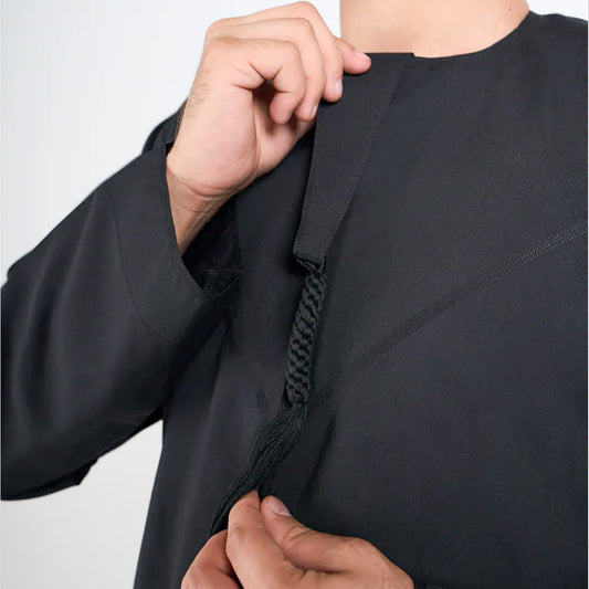 Simple Emirati Thobe Jubba by Al Mirzan - Black