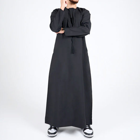 Simple Emirati Thobe Jubba by Al Mirzan - Black