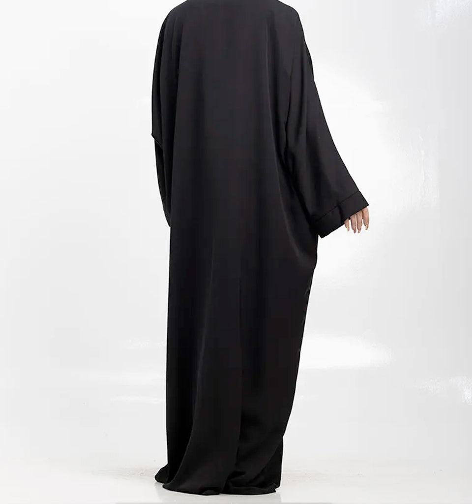 Black Basic Zip Batwing Abaya - Islamic Pixels