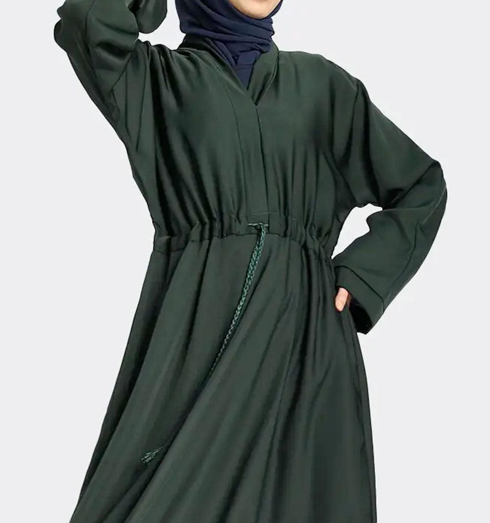 Bottle Green Fozia Abaya - Islamic Pixels