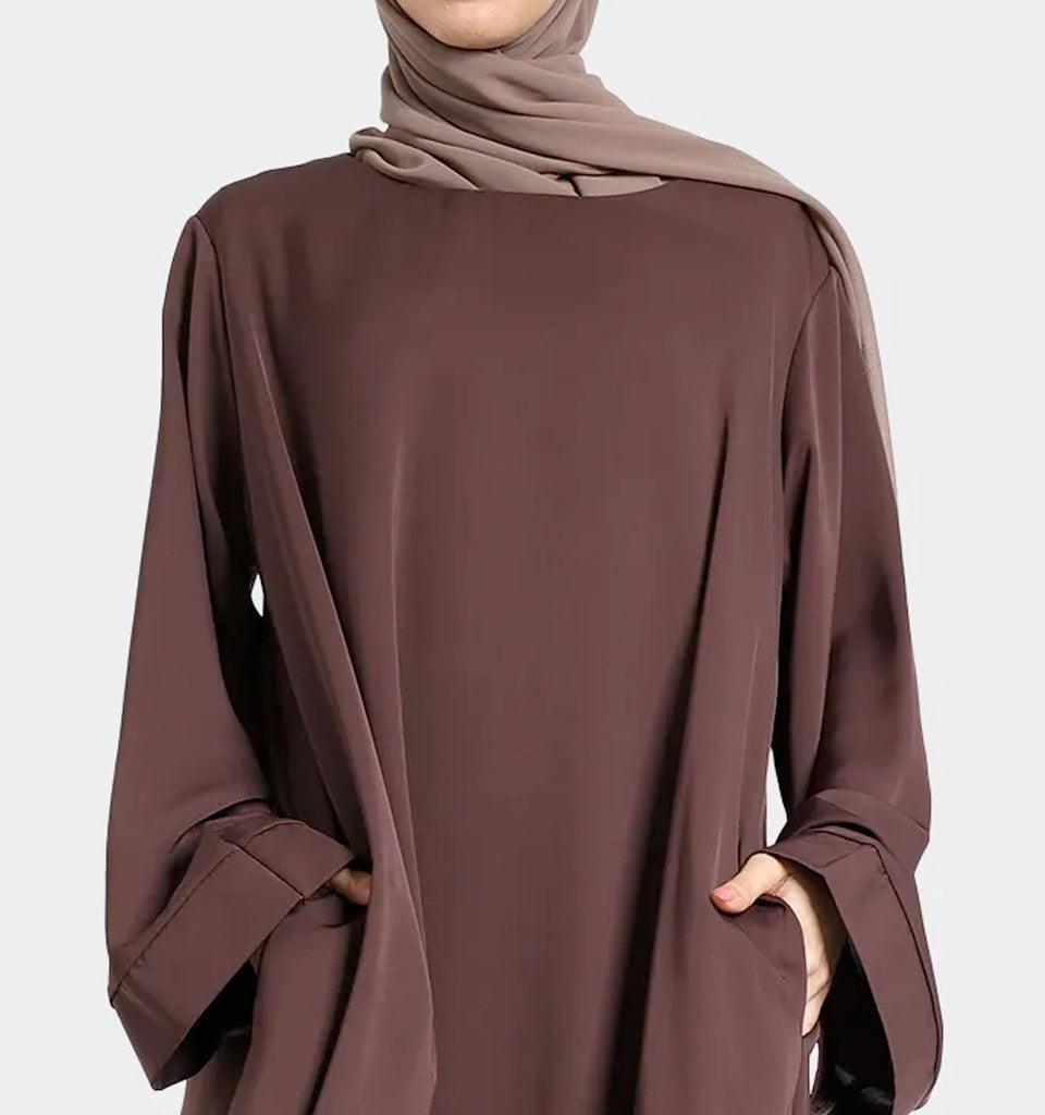 Chocolate Plain Abaya - Islamic Pixels