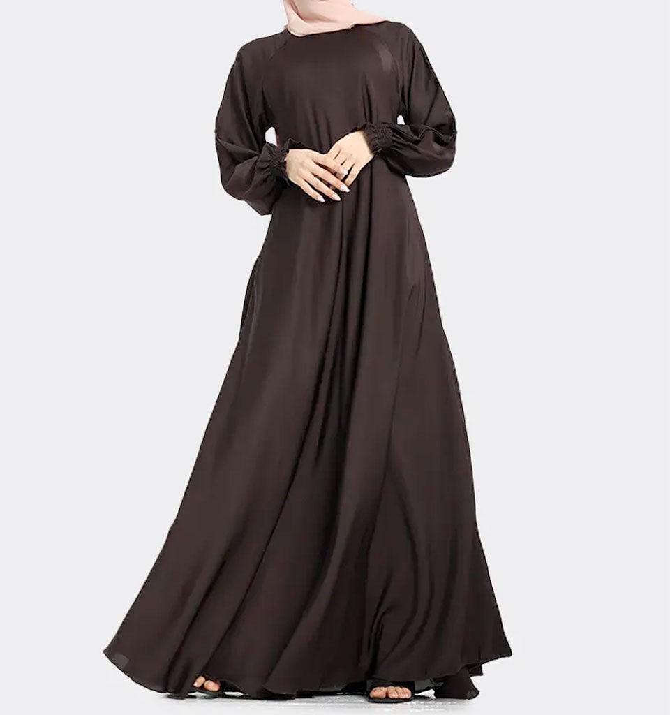 Chocolate Zip Umbrella Abaya - Islamic Pixels
