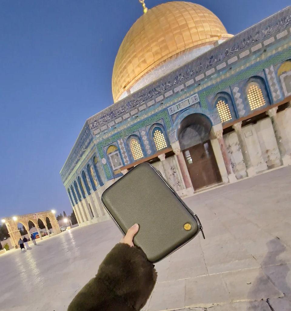 Dark Olive Green Quran Case - Islamic Pixels