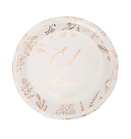 Eid Mubarak Plate - Rose Gold Foiled - Islamic Pixels