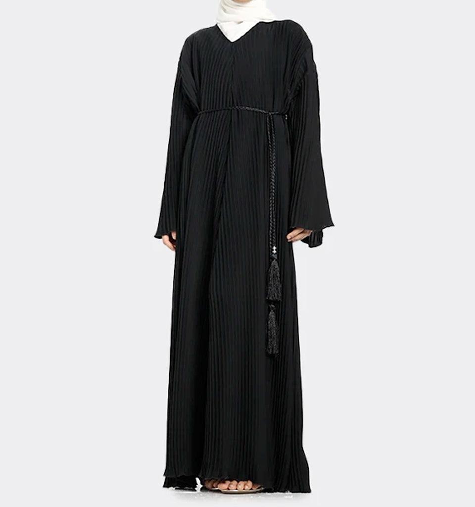 Girls Black Pleated Abaya - Islamic Pixels